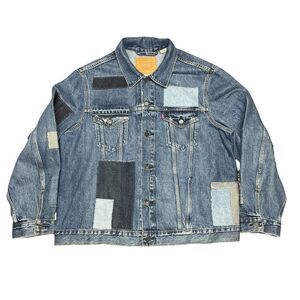 Levi's Big E Men's Cotton Denim Patchwork Relaxed Trucker Jacket Size XXL